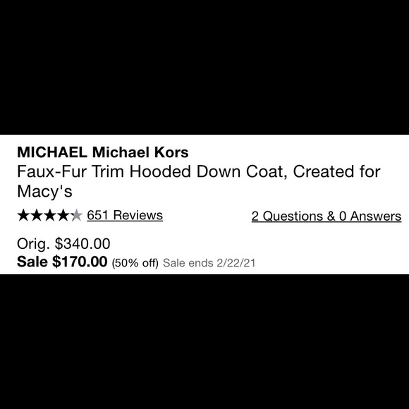 NWOT Navy MK Faux-Fur Hooded Chevron Down Puffer Coat - Picture 9 of 9